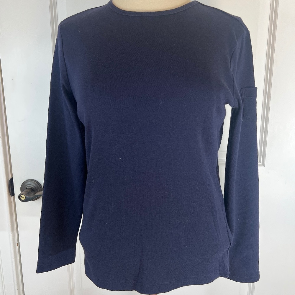 Lauren Ralph Lauren SzM, Navy Blue Long Sleeve Tee Shirt